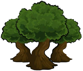 Enchanting Forest Trio: Mystical Woodland Trees Clipart Illustration