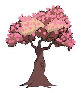 Enchanting Pink Blossom Tree Clipart with Elegant Branching Structure