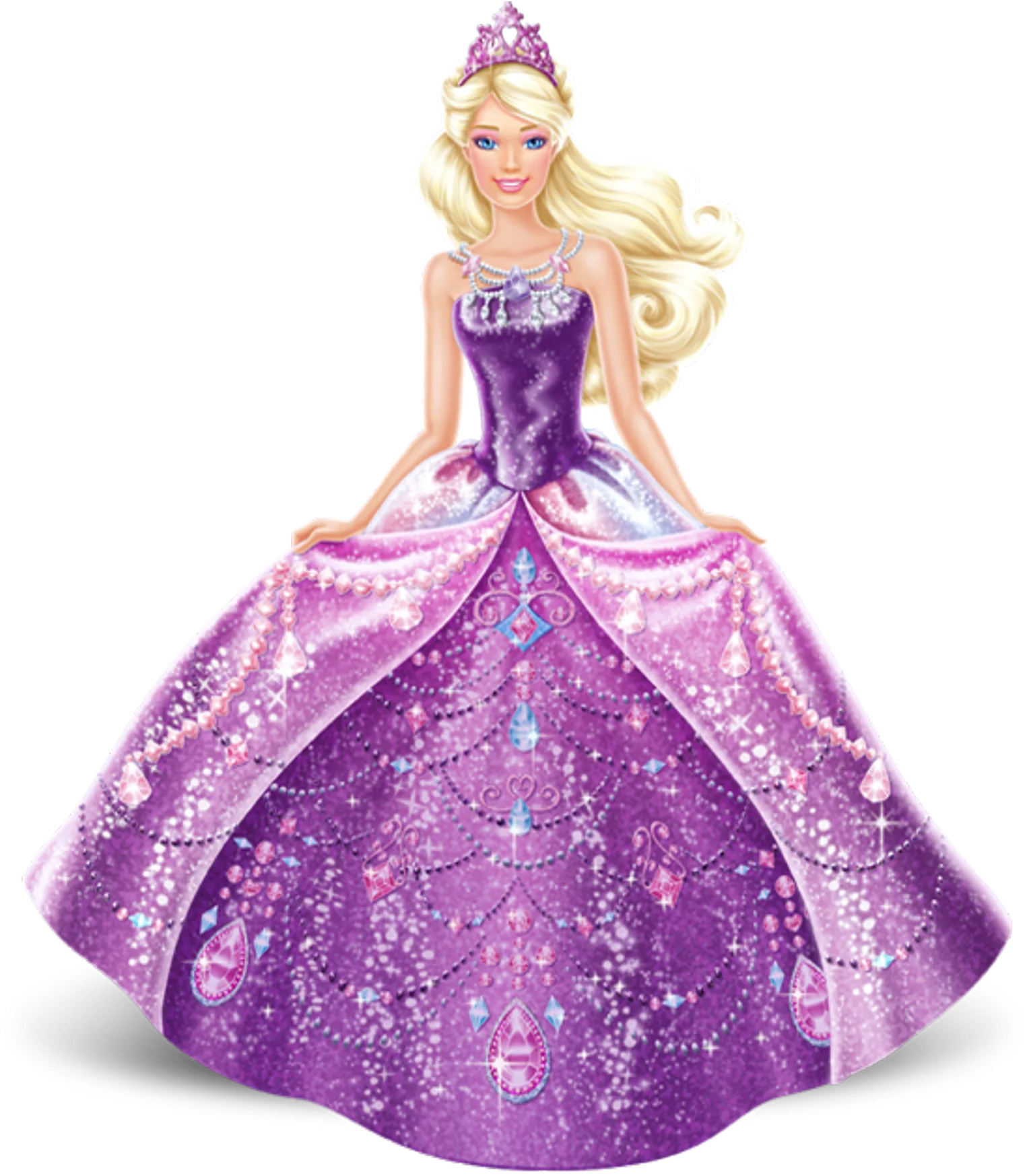 Enchanting Purple Princess Barbie Doll Clipart with Sparkling Ballgown Design