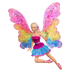 Enchanting Rainbow Butterfly Fairy Barbie Clipart with Magical Butterfly Wings
