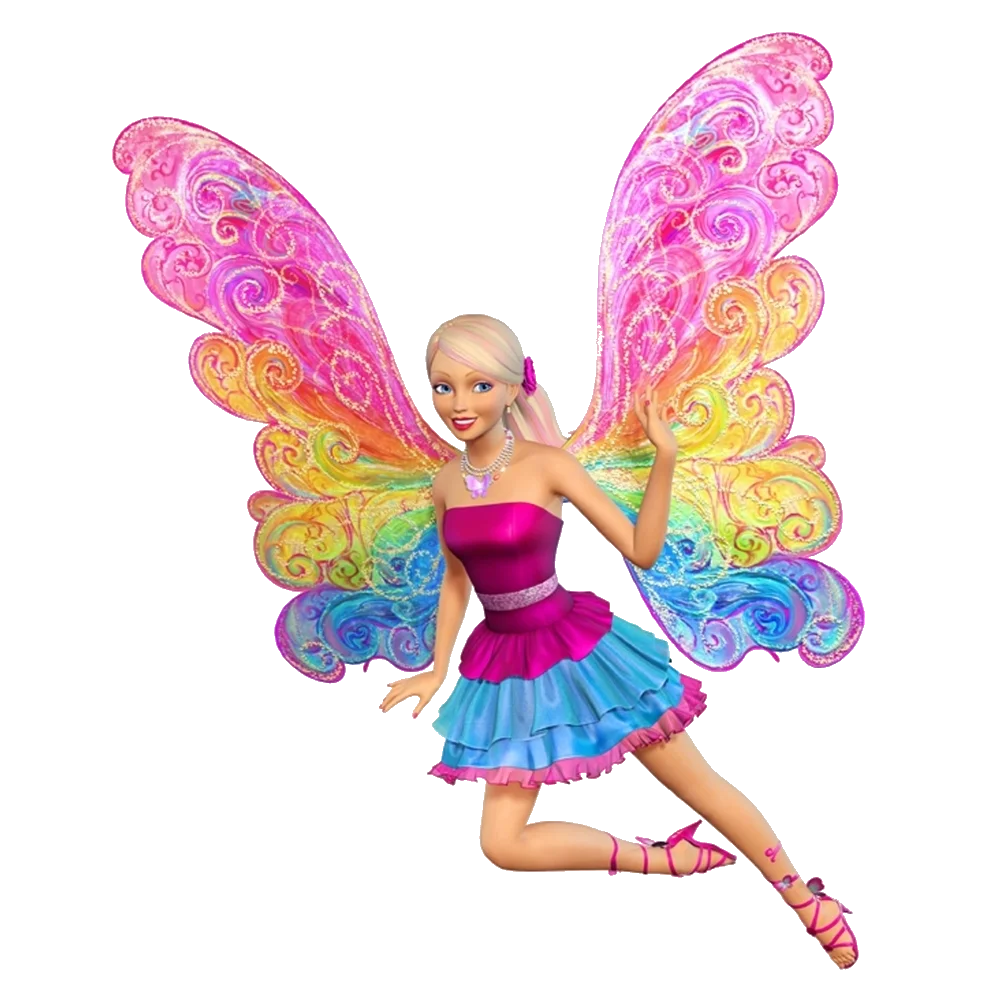 Enchanting Rainbow Butterfly Fairy Barbie Clipart with Magical Butterfly Wings