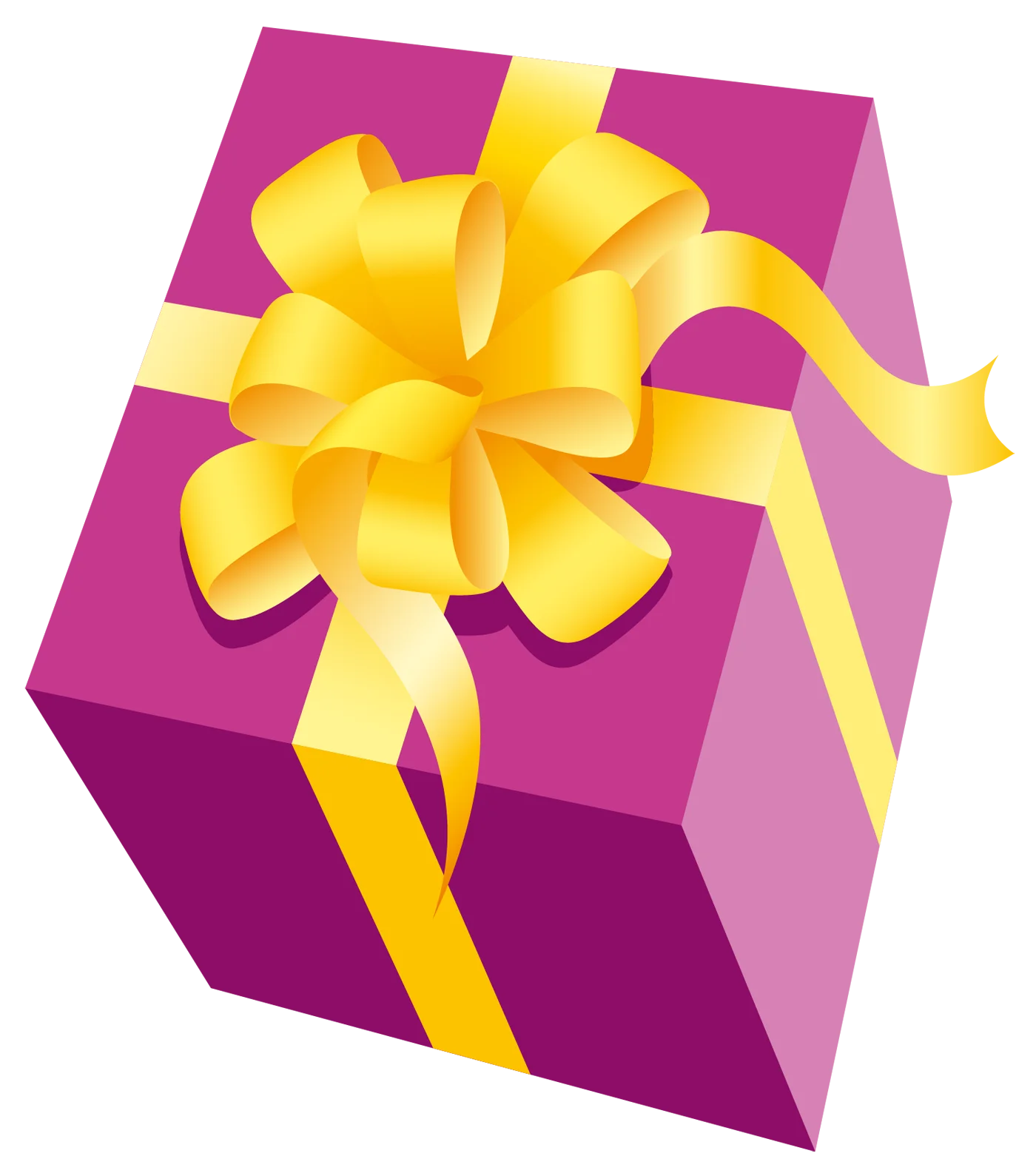 Festive Pink and Yellow Gift Box Clipart with Elegant Bow Design