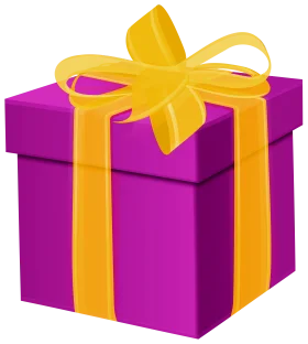 Festive Purple and Yellow Ribbon-Wrapped Gift Clipart Design with Elegant Presentation