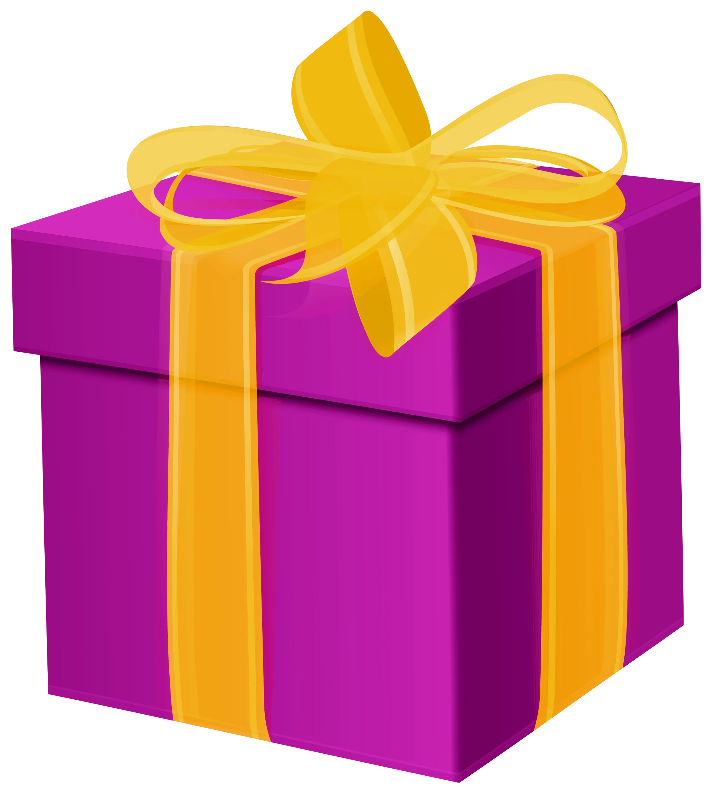Festive Purple and Yellow Ribbon-Wrapped Gift Clipart Design with Elegant Presentation