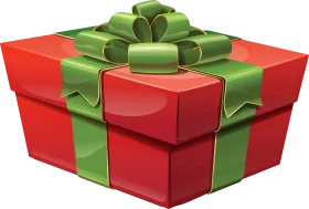 Festive Red and Green Holiday Gift Clipart with Elegant Bow Decoration