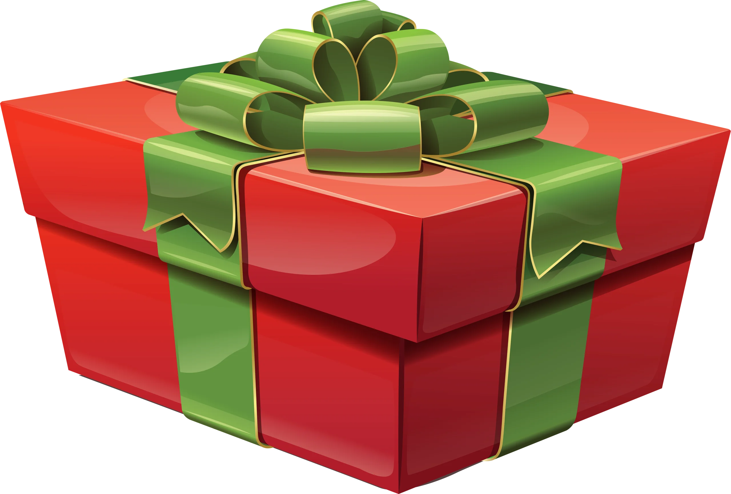 Festive Red and Green Holiday Gift Clipart with Elegant Bow Decoration