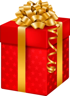 Festive Red Gift Box with Golden Ribbon Clipart Design for Celebrations