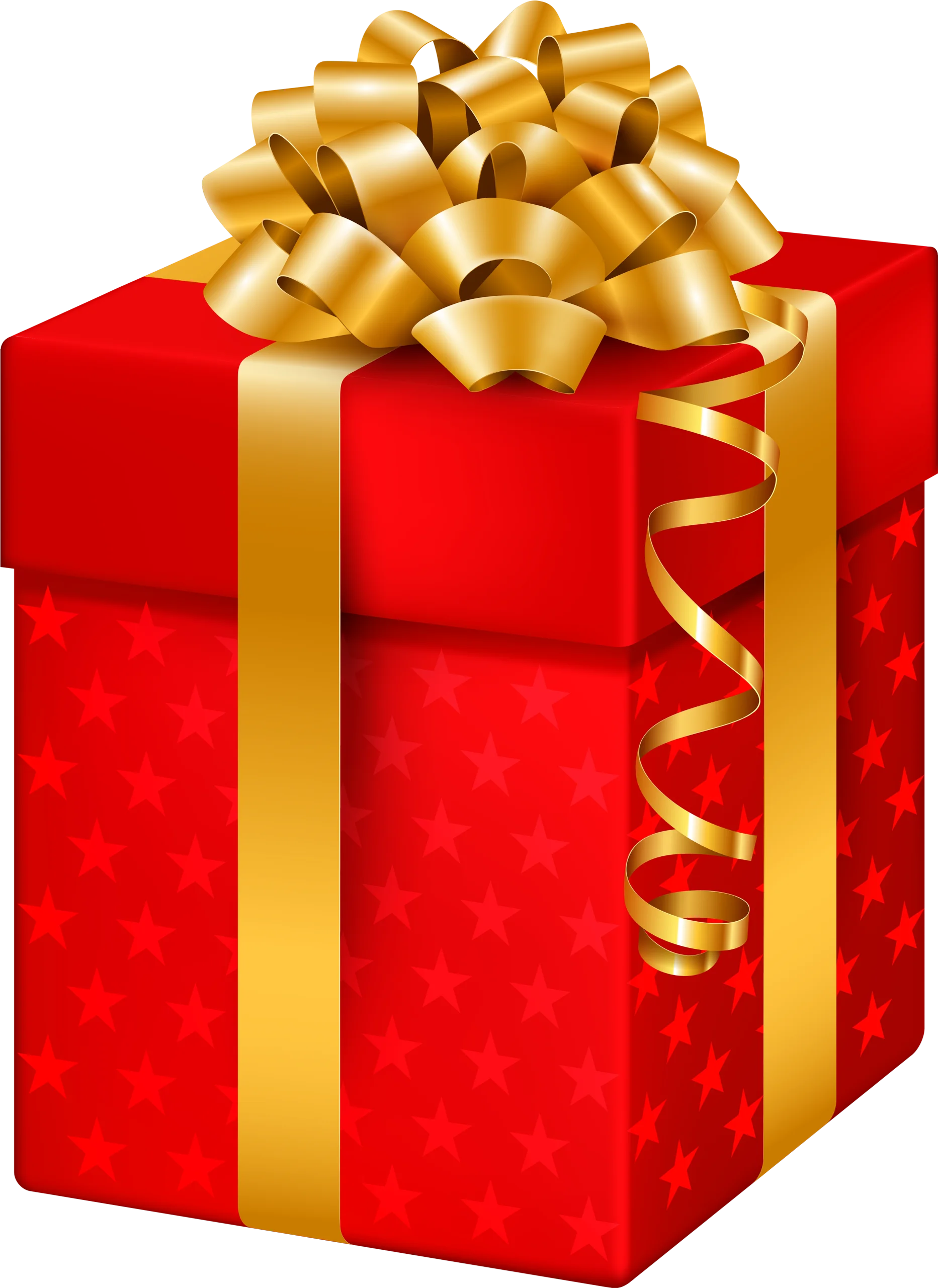 Festive Red Gift Box with Golden Ribbon Clipart Design for Celebrations