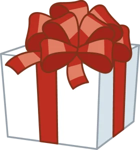 Festive White Gift Box with Elegant Red Ribbon Clipart Design