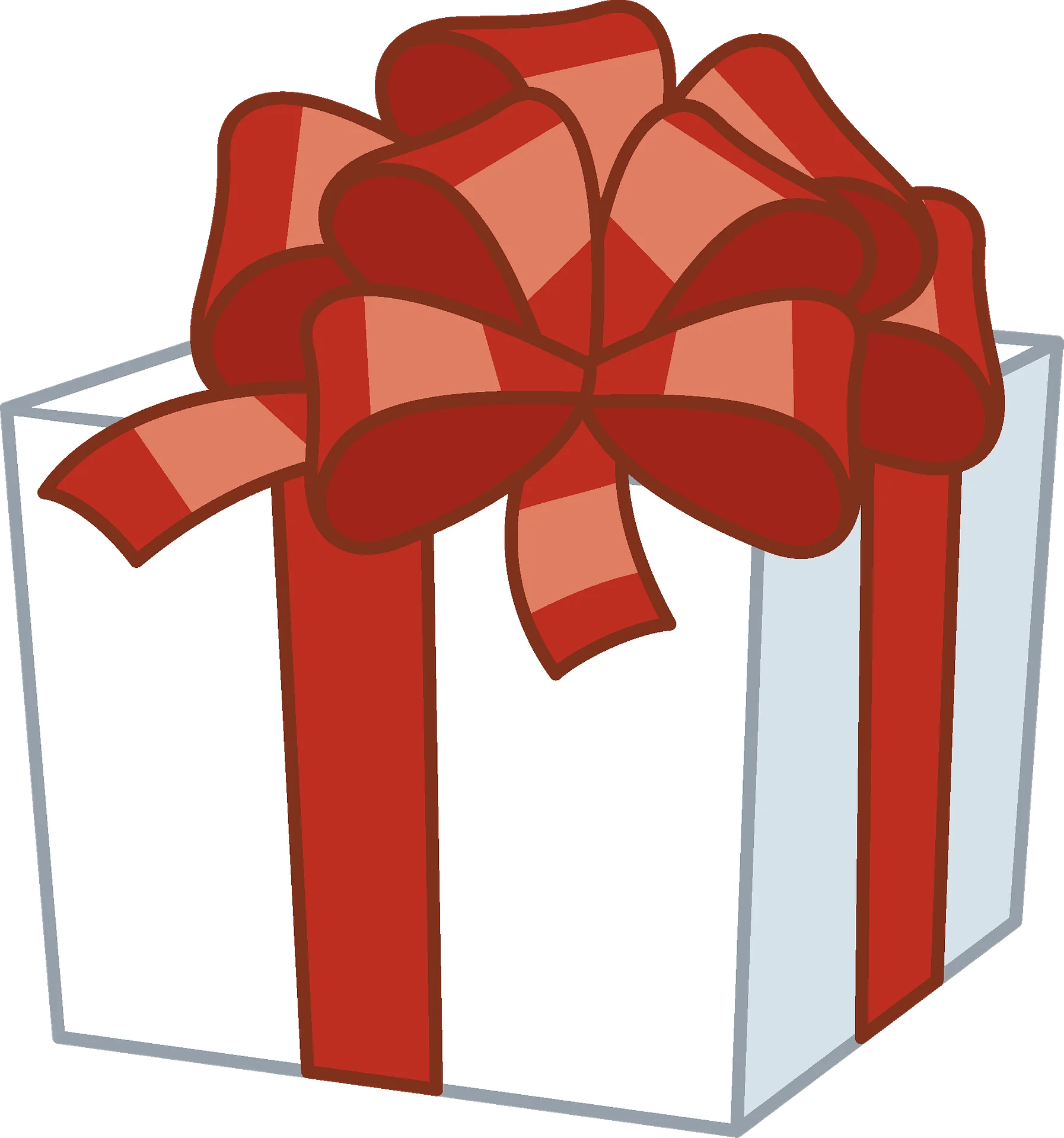 Festive White Gift Box with Elegant Red Ribbon Clipart Design