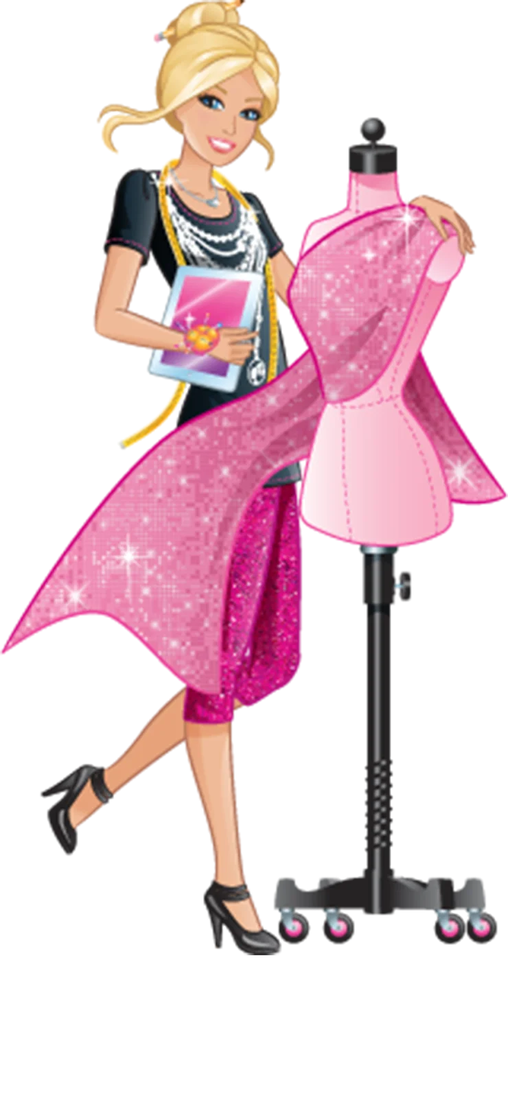 Glamorous Fashion Designer Barbie Clipart: Stylish Blonde Creating Trendy Designs