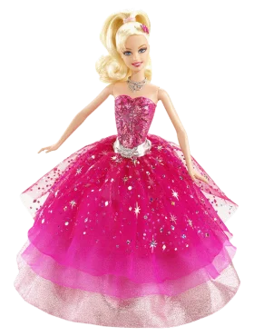 Glamorous Pink Princess Barbie Doll Clipart with Sparkling Ball Gown Design