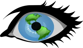 Global Perspective Clipart: Earth's Reflection in a Mesmerizing Human Eye Design