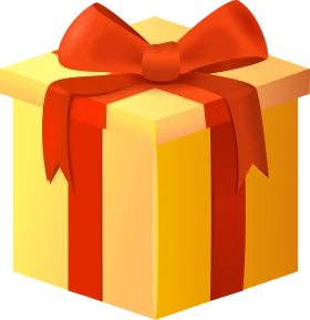 Golden Yellow and Red Ribbon Present Clipart Design for Celebrations