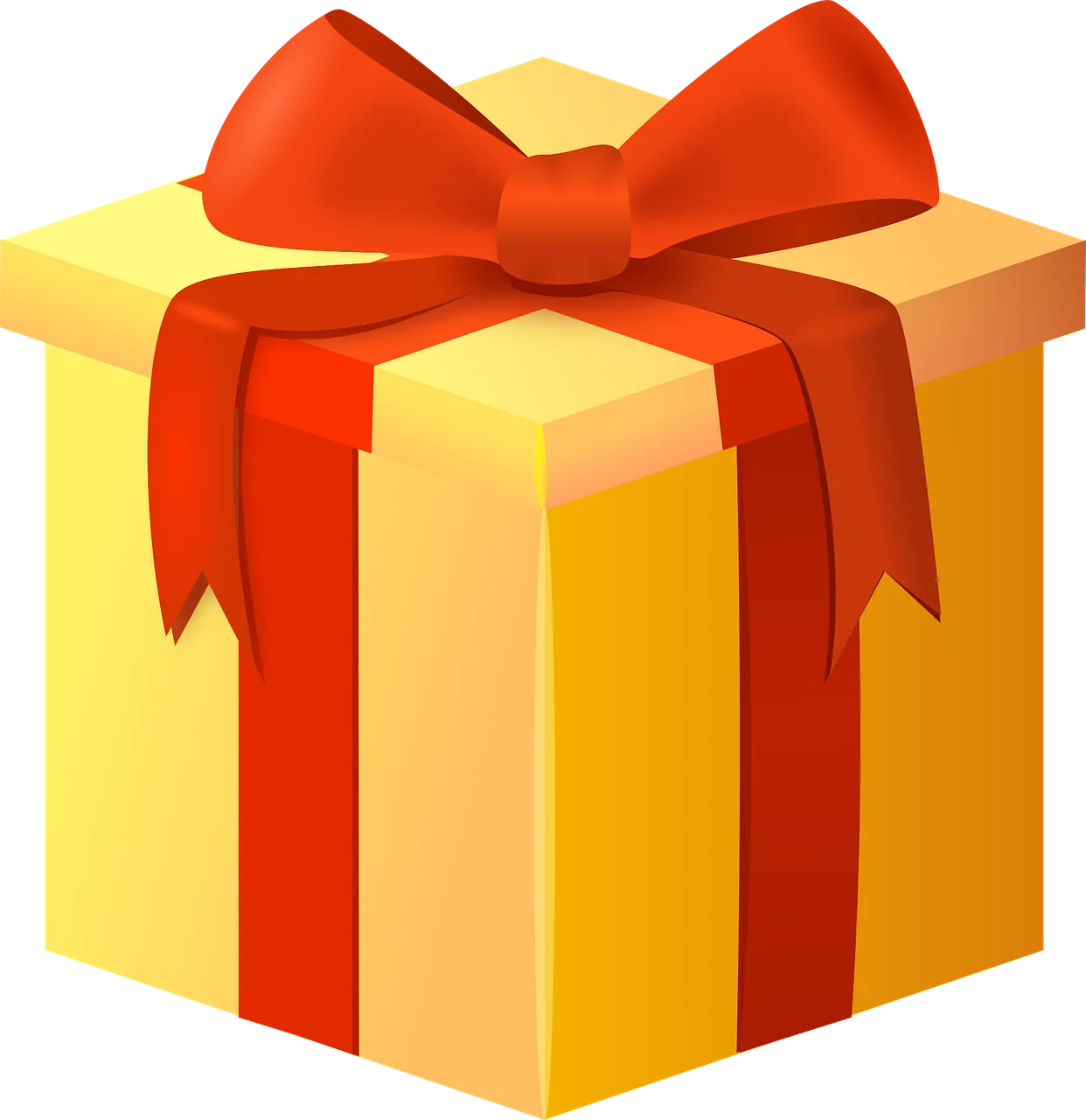 Golden Yellow and Red Ribbon Present Clipart Design for Celebrations