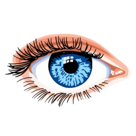 Hyper-Realistic Blue Iris Eye Clipart with Intricate Detailed Lashes