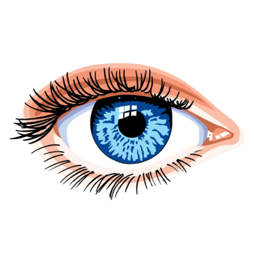 Hyper-Realistic Blue Iris Eye Clipart with Intricate Detailed Lashes