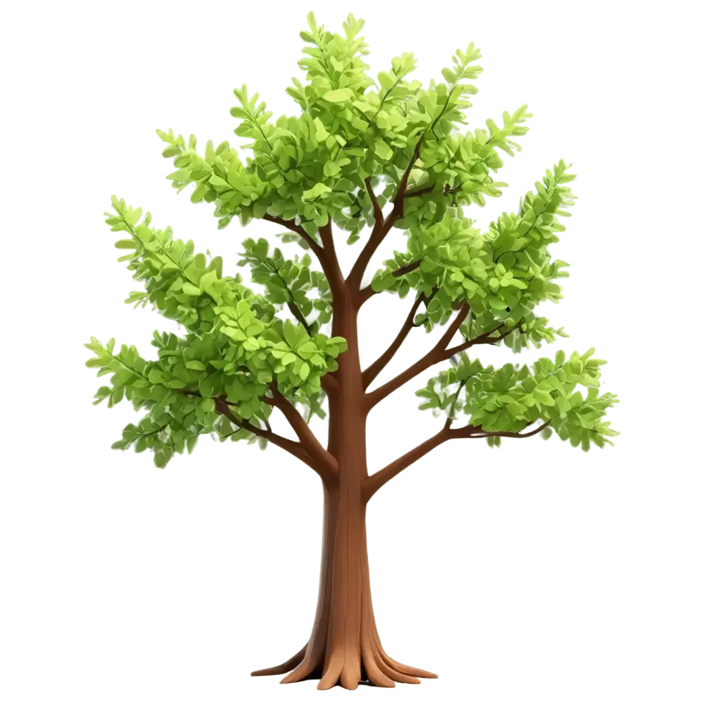 Lush Green Deciduous Tree Clipart with Spreading Branches and Natural Silhouette