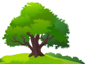 Majestic Ancient Oak Tree Standing Tall on Grassy Knoll Clipart Illustration