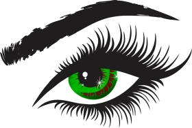 Mesmerizing Green Emerald Eye Clipart with Dramatic Lashes and Defined Brow