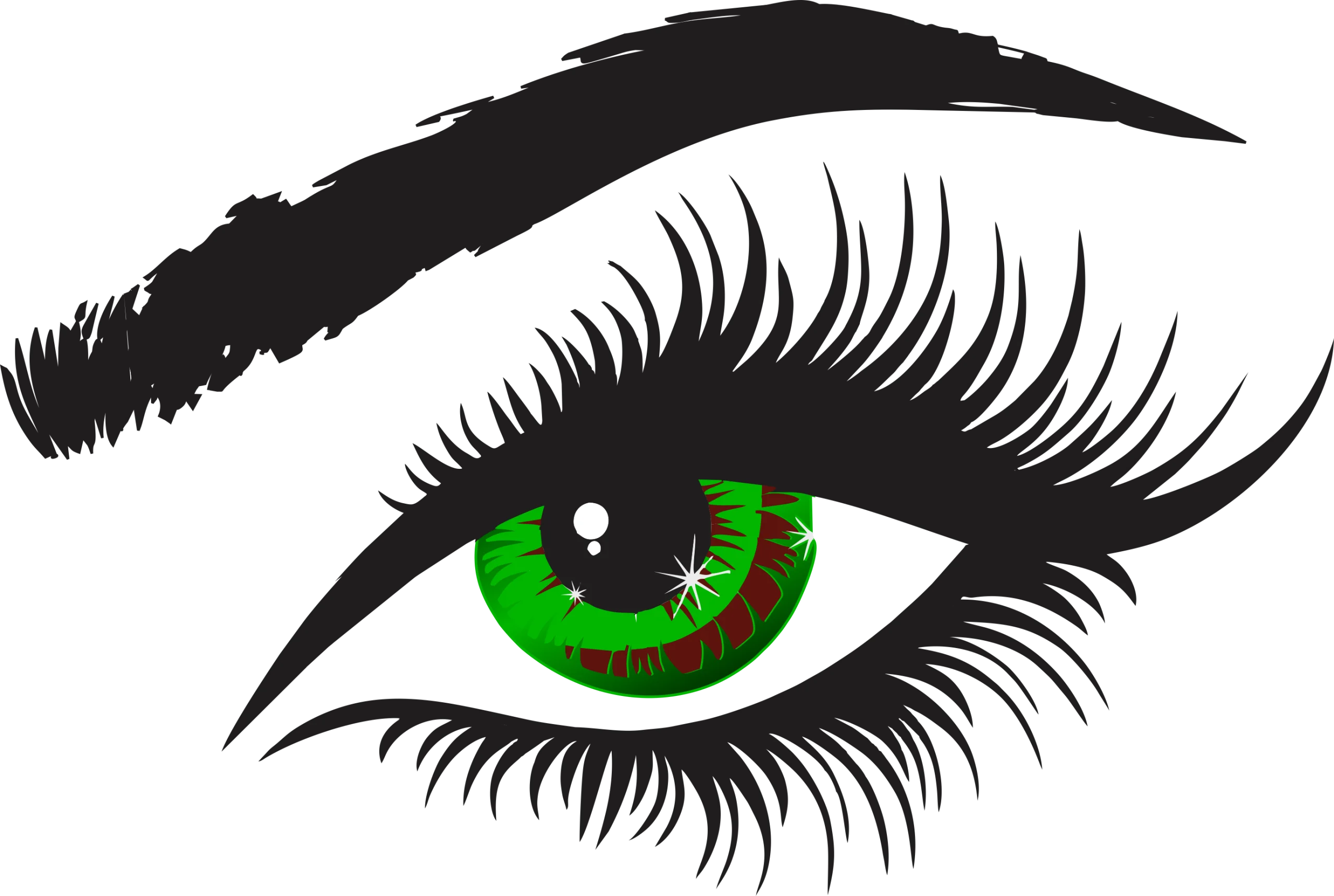 Mesmerizing Green Emerald Eye Clipart with Dramatic Lashes and Defined Brow