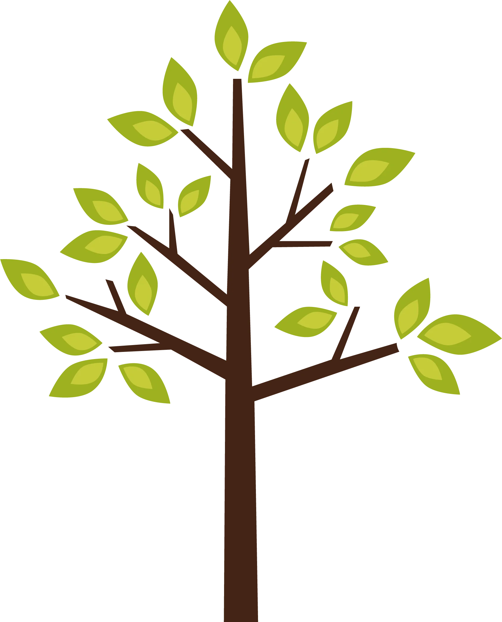 Minimalist Green Leafy Tree Clipart Design with Soft Natural Aesthetic