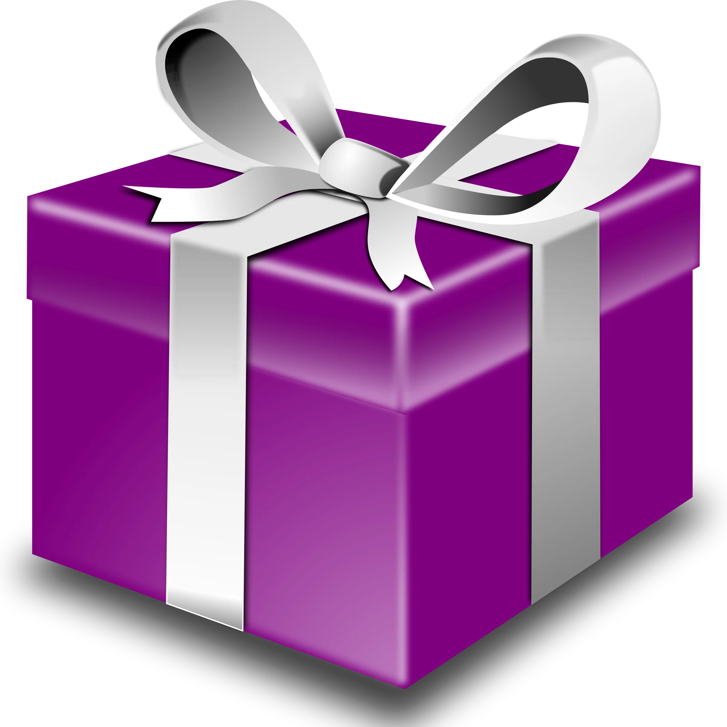 Purple and Silver Festive Present Clipart Design with Elegant Ribbon Bow