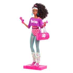 Retro 80s Aerobics Barbie Clipart: Fitness Fashion Doll Strikes a Pose