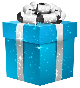 Sparkling Turquoise Gift Box Clipart with Elegant Silver Ribbon and Bow