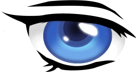 Stylized Blue Digital Eye Clipart with Sharp Graphic Design Elements