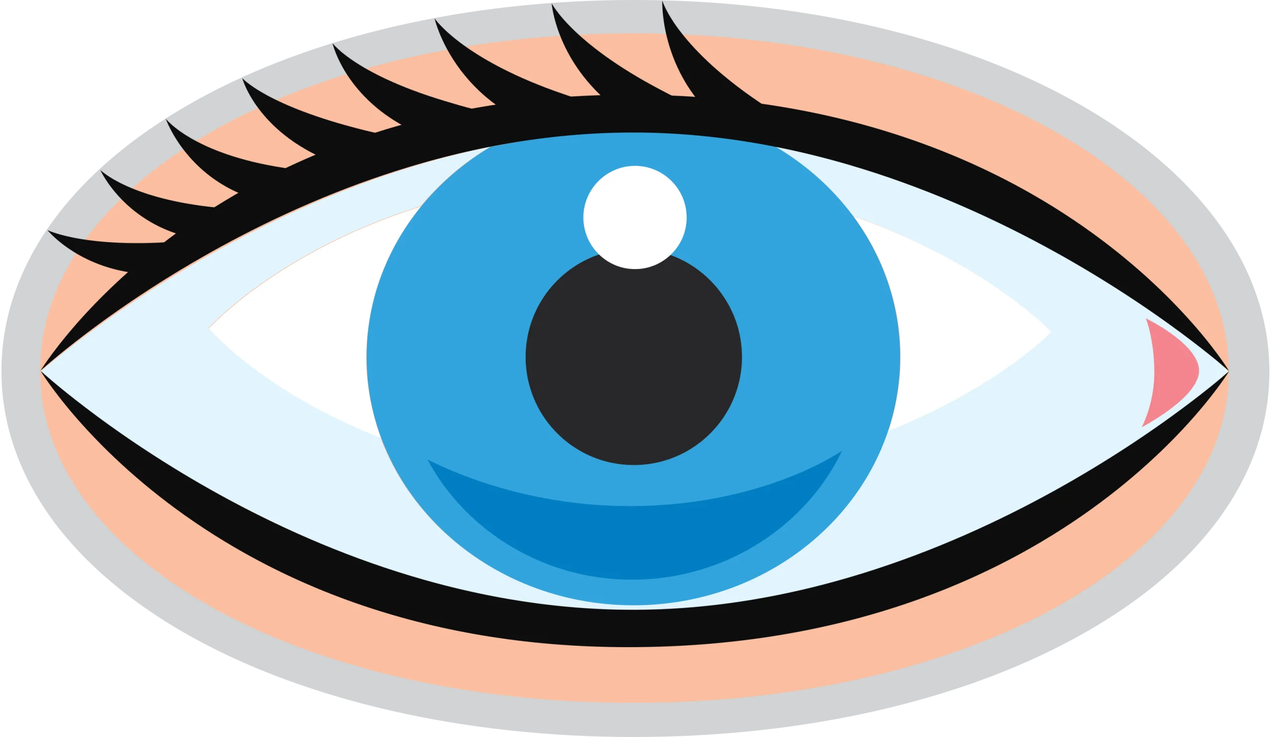 Stylized Blue Human Eye Clipart with Detailed Eyelashes and Pupil Design