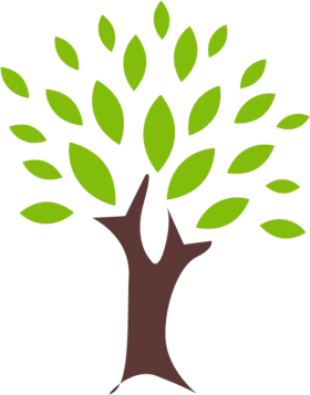 Stylized Green and Brown Tree Clipart with Lush Foliage Design