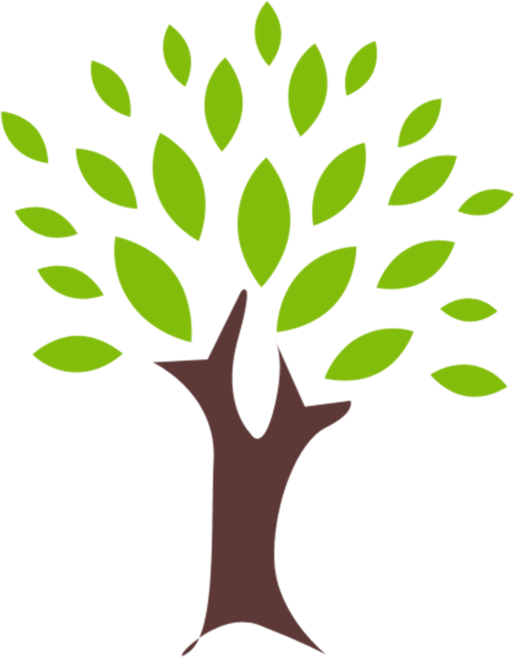 Stylized Green and Brown Tree Clipart with Lush Foliage Design