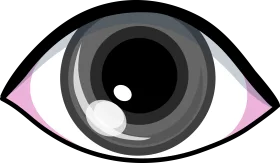 Stylized Monochromatic Eye Clipart with Soft Pink and Grayscale Design
