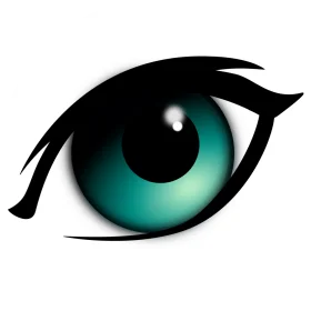 Stylized Turquoise and Black Abstract Eye Clipart Design with Sharp Edges