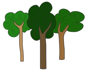 Three Stylized Green Trees Clipart Illustration with Simple Design