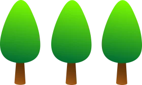 Three Symmetrical Green Trees Clipart with Simple Brown Trunk Design
