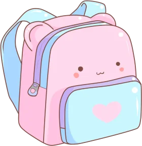 Adorable Kawaii Pastel School Backpack Clipart with Cute Facial Expression