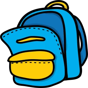 Blue and Yellow School Backpack Clipart - Stylish Learning Companion