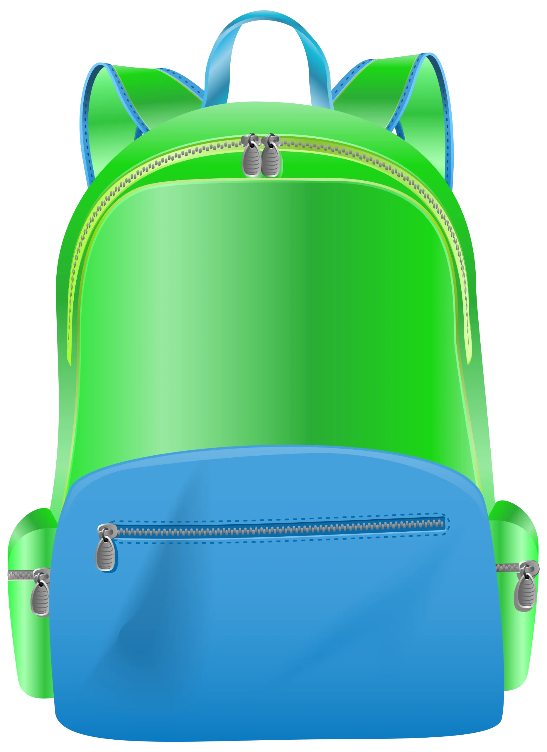 Bright Green and Blue School Backpack Clipart Design for Students