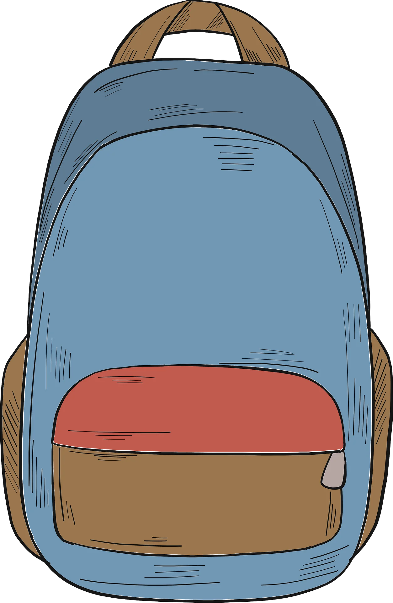 Casual School Backpack Clipart with Blue and Brown Retro Design