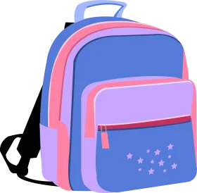Charming Pastel School Backpack Clipart with Star Embellishments