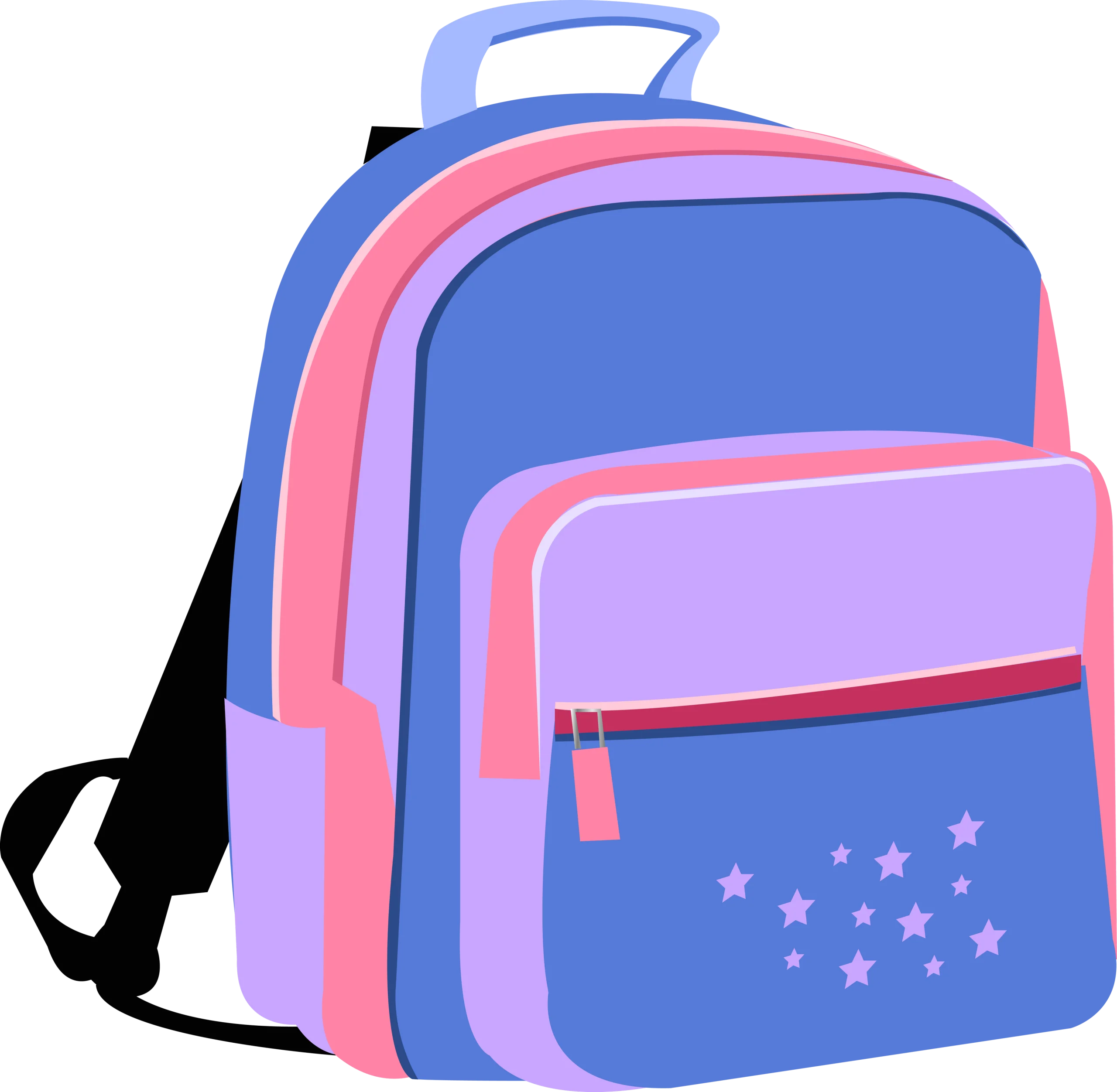 Charming Pastel School Backpack Clipart with Star Embellishments