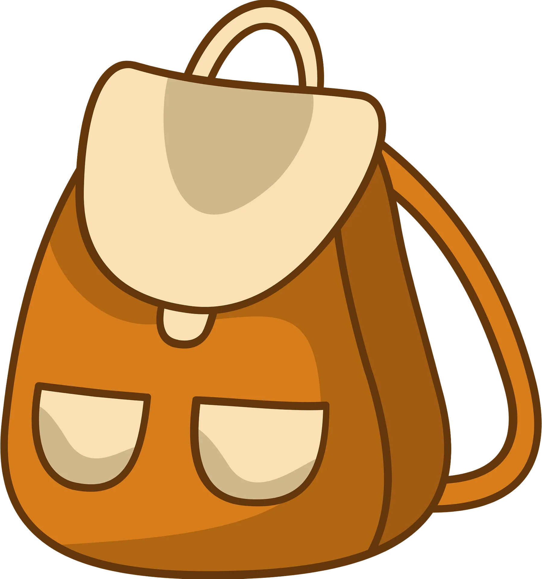 Charming Rustic Orange and Cream School Backpack Clipart Design