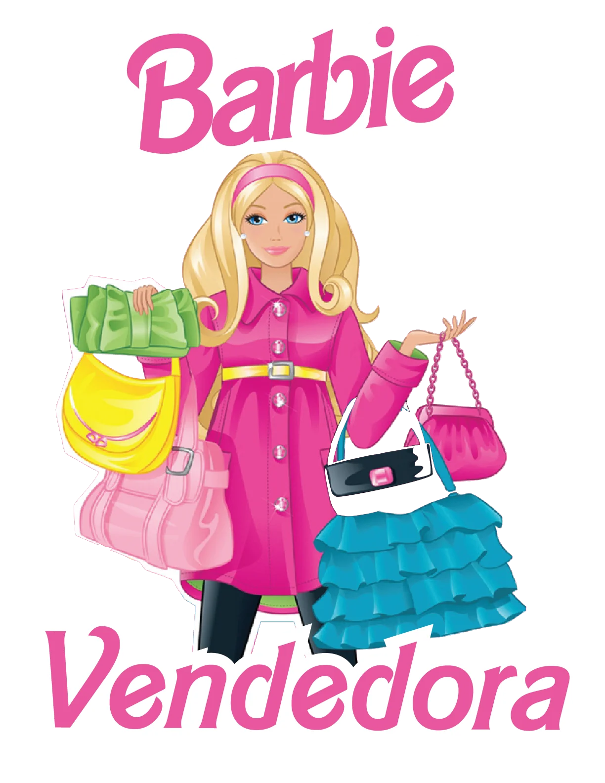 Cheerful Barbie Vendor Clipart Showcasing Fashion Accessories and Style