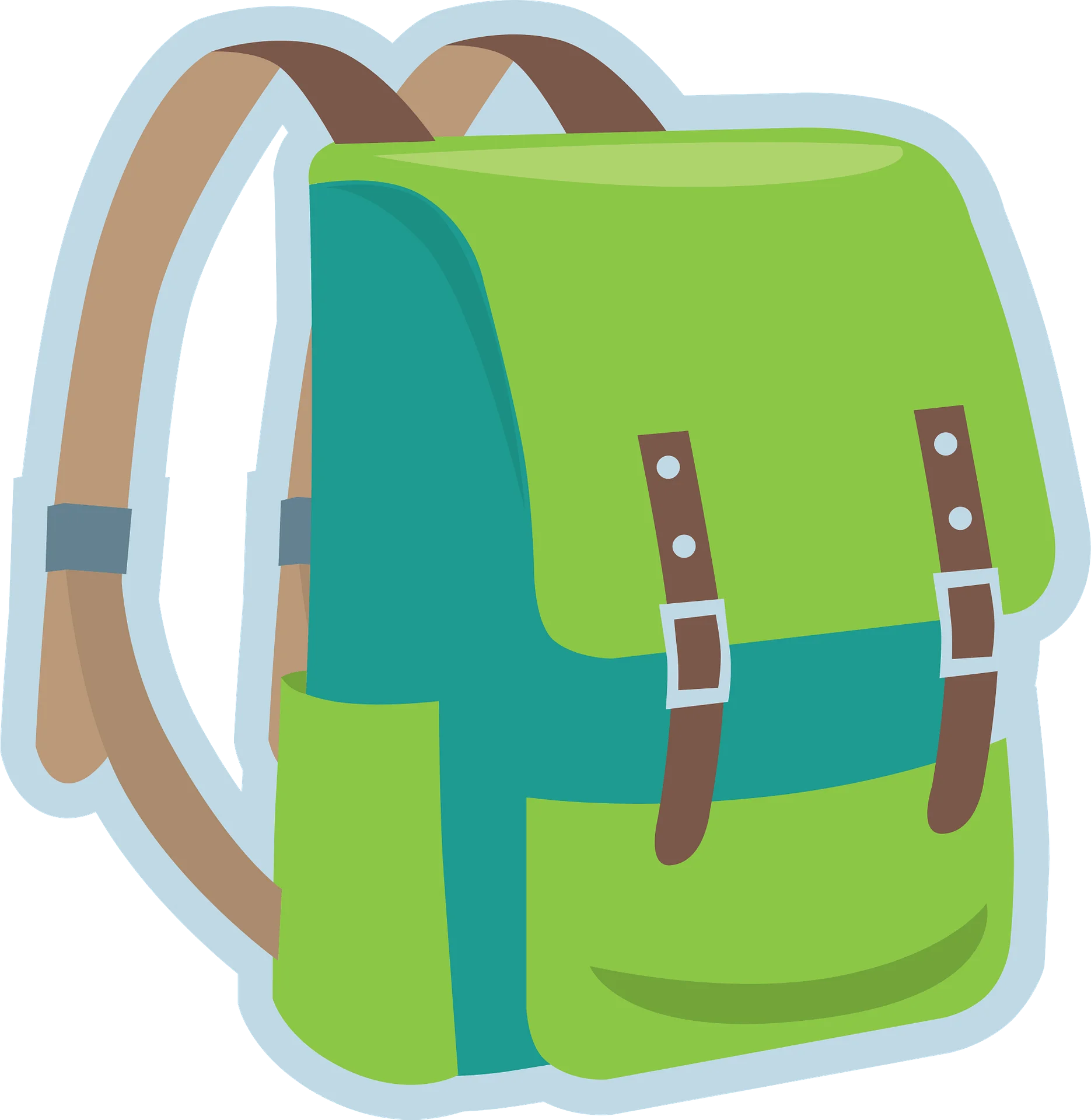 Cheerful Green and Teal School Backpack Clipart Illustration for Children's Design