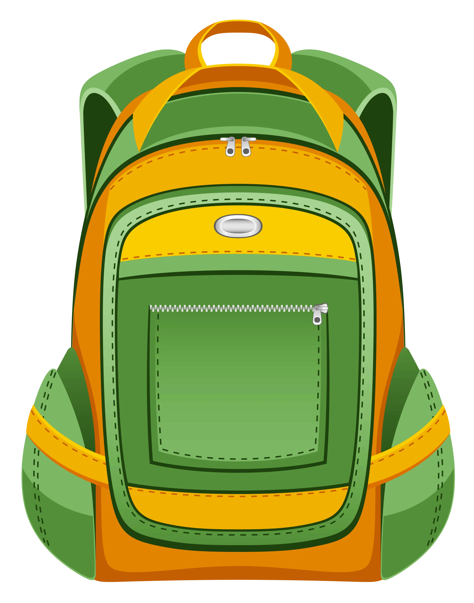 Cheerful Green and Yellow School Backpack Clipart Design with Modern Styling