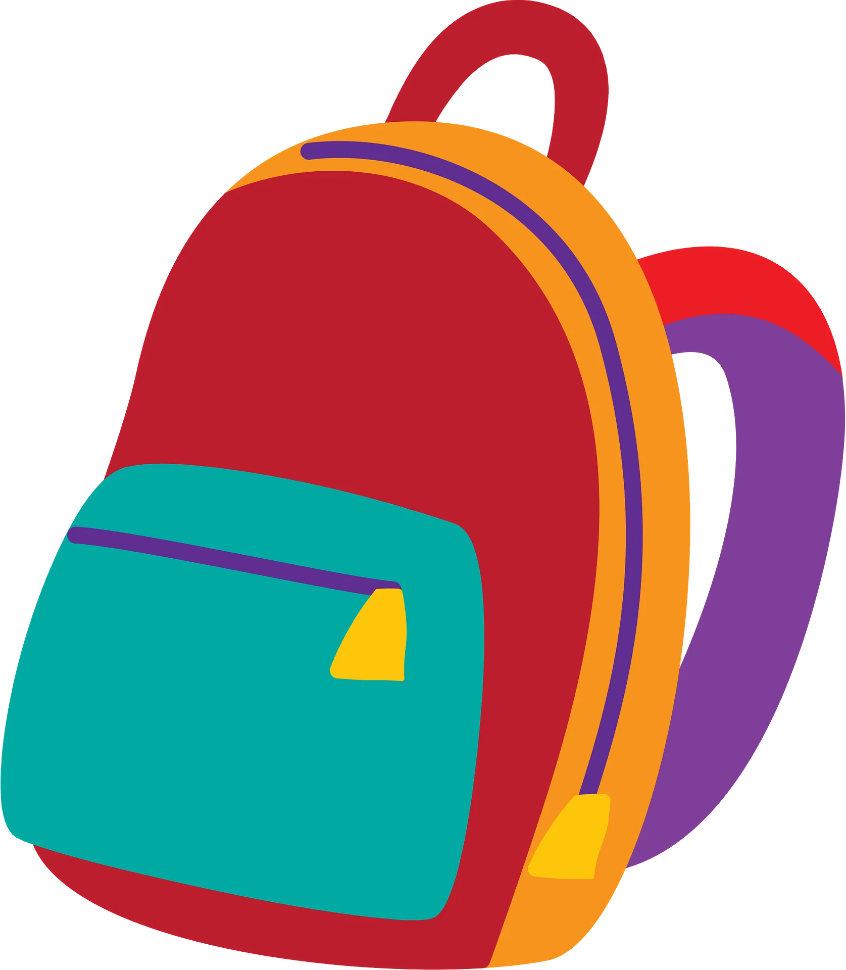 Colorful School Backpack Clipart Design with Playful Geometric Shapes