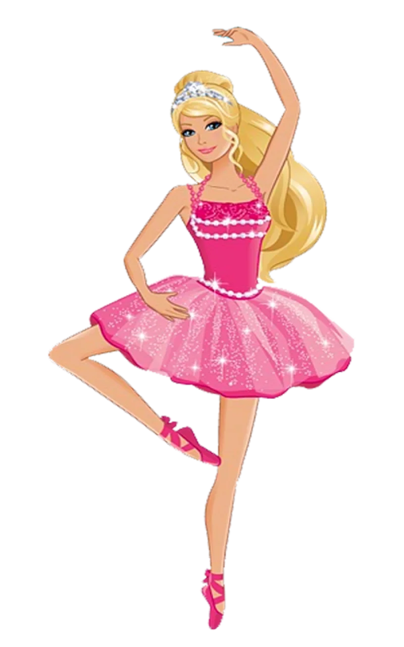 Enchanting Pink Ballerina Barbie Doll Clipart with Graceful Dance Pose