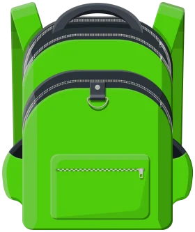 Lime Green School Backpack Clipart with Sleek Design and Multiple Compartments